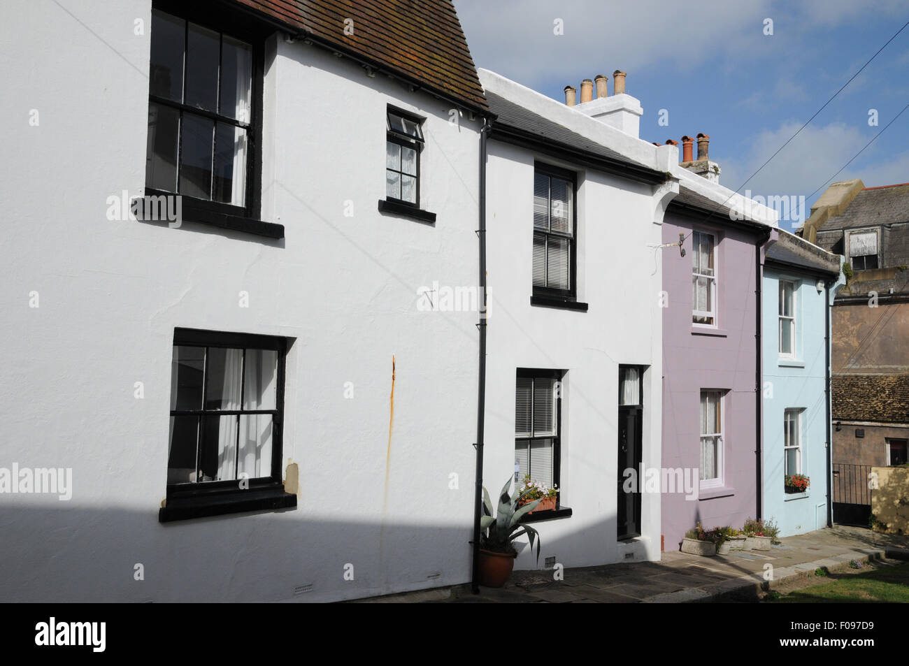 Swan Terrasse, Old Town, Hastings verwendet als Standort in der beliebten TV-Serie "Foyles Krieg." Stockfoto