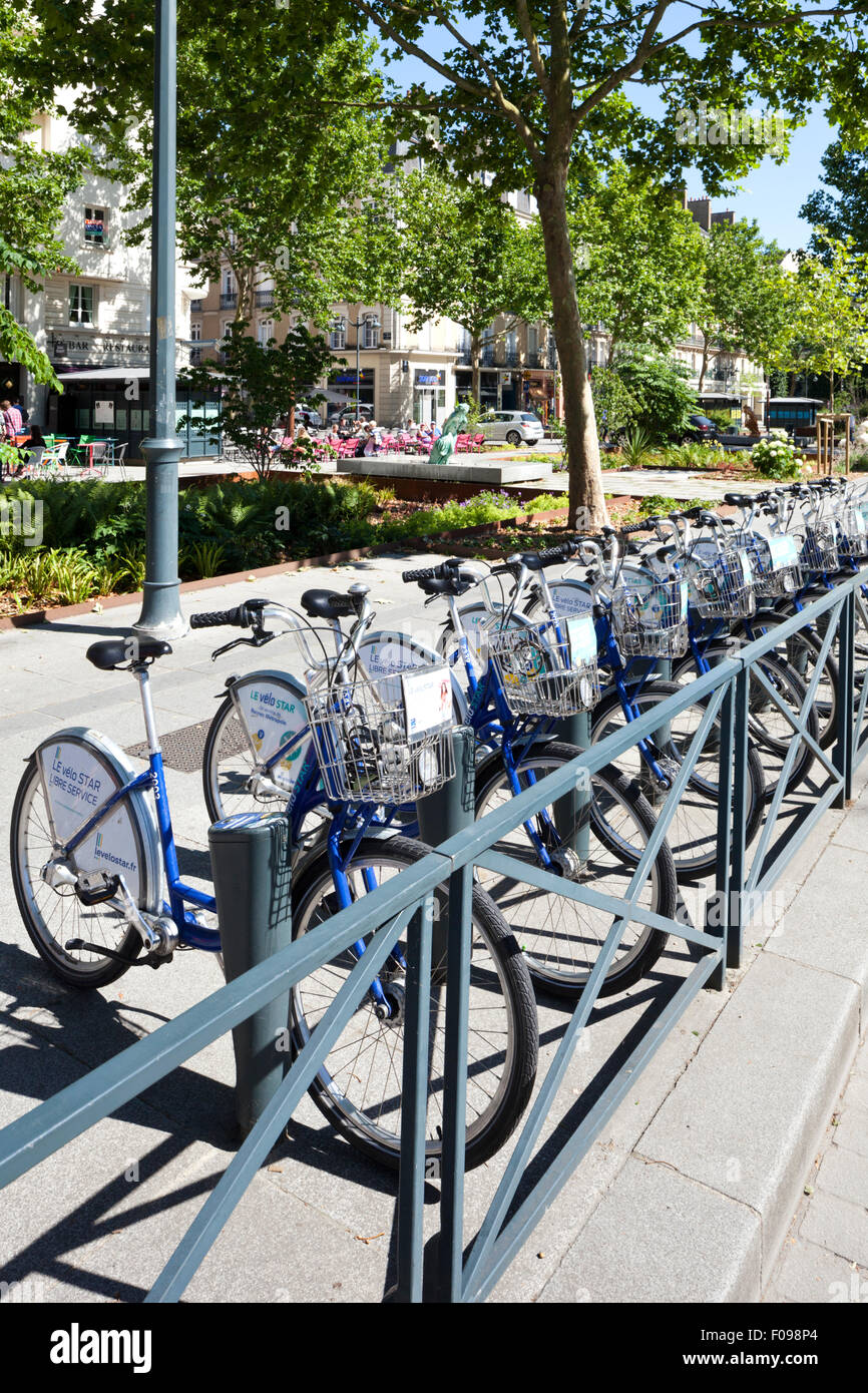 Le Vélo Star Fahrräder - ein freier Zugangssystem für Fahrräder in der Stadt von Rennes, Bretagne, Frankreich Stockfoto