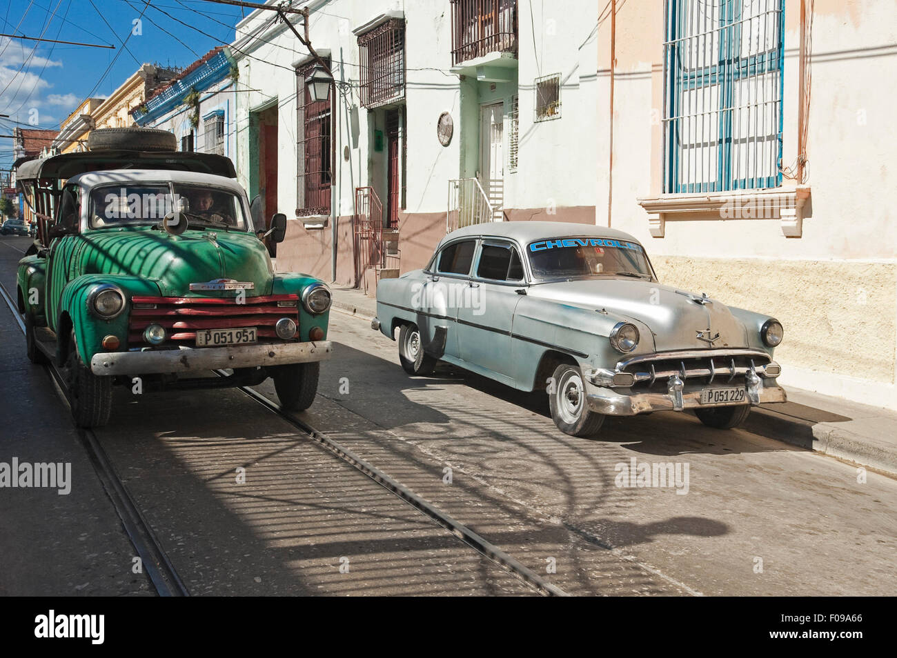 Horizontale Streetview in Santiago De Cuba, Kuba. Stockfoto