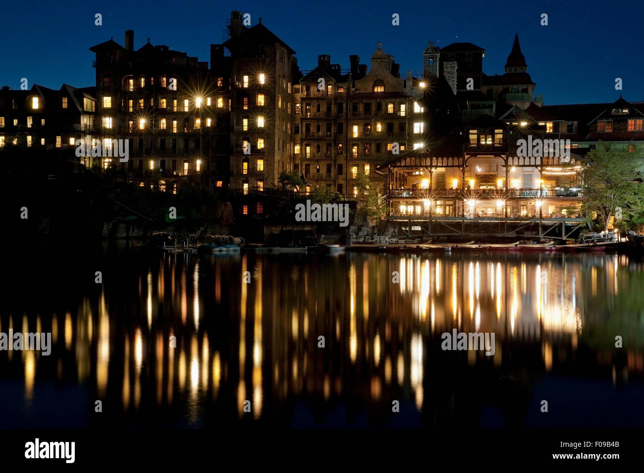 Mohonk Mountain House bei Nacht, New Paltz, Hudson Valley, New York, USA Stockfoto