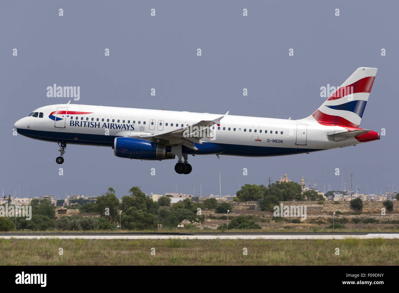 British Airways Airbus A320 Landung. Stockfoto