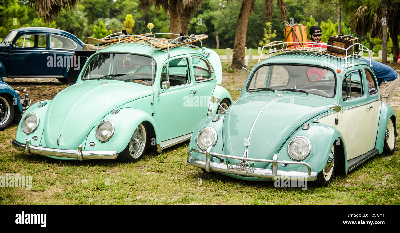 Käfer mit Dachgepäckträger bei VW über die Skyway Car Show Stockfoto