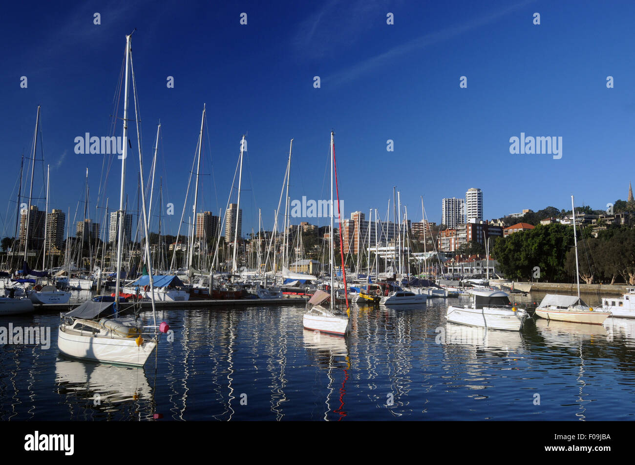 Yachten in der Marina, Rushcutters Bay, Sydney NSW Australia. Keine PR Stockfoto