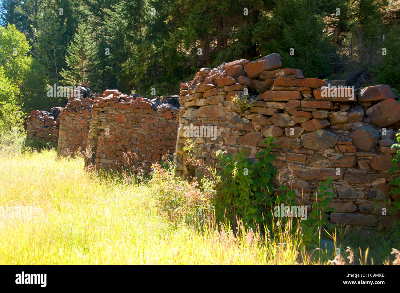 Kohle-Öfen, Bayhorse Stadt Website, Land der Yankee Gabel State Park, Idaho Stockfoto