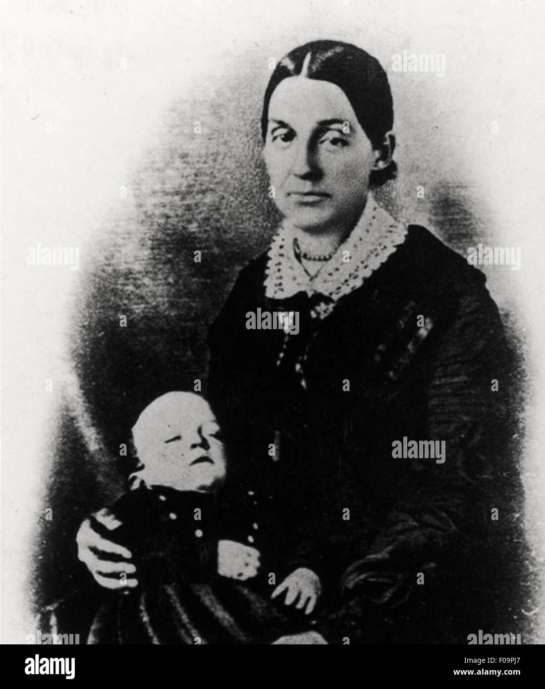 Emma Hale Smith 1844. Erste Ehefrau von Joseph Smith, Gründer der Mormonen-Kirche, mit ihrem Sohn Stockfoto