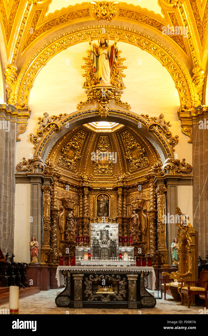 Silberne Altar am alten Basilika unserer lieben Frau von Guadalupe, Mexiko-Stadt, Mexiko Stockfoto
