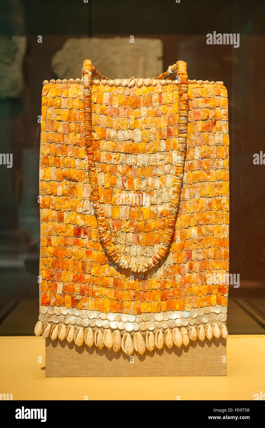 Aztekische Kleidungsstück im Nationalmuseum für Anthropologie, Mexiko-Stadt, Mexiko Stockfoto