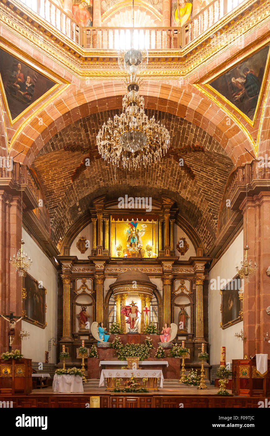 Der Altar, Parroquia de San Miguel Arcangel, San Miguel de Allende, Mexiko Stockfoto
