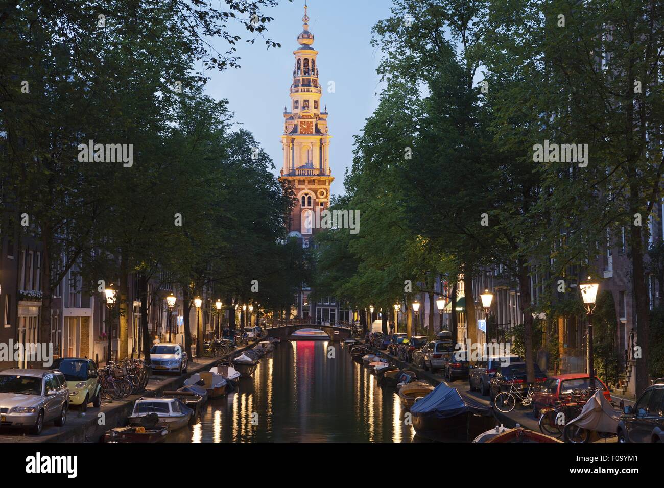 Zuiderkerk Kirche am Groenburgwal Kanal, Amsterdam, Niederlande Stockfoto