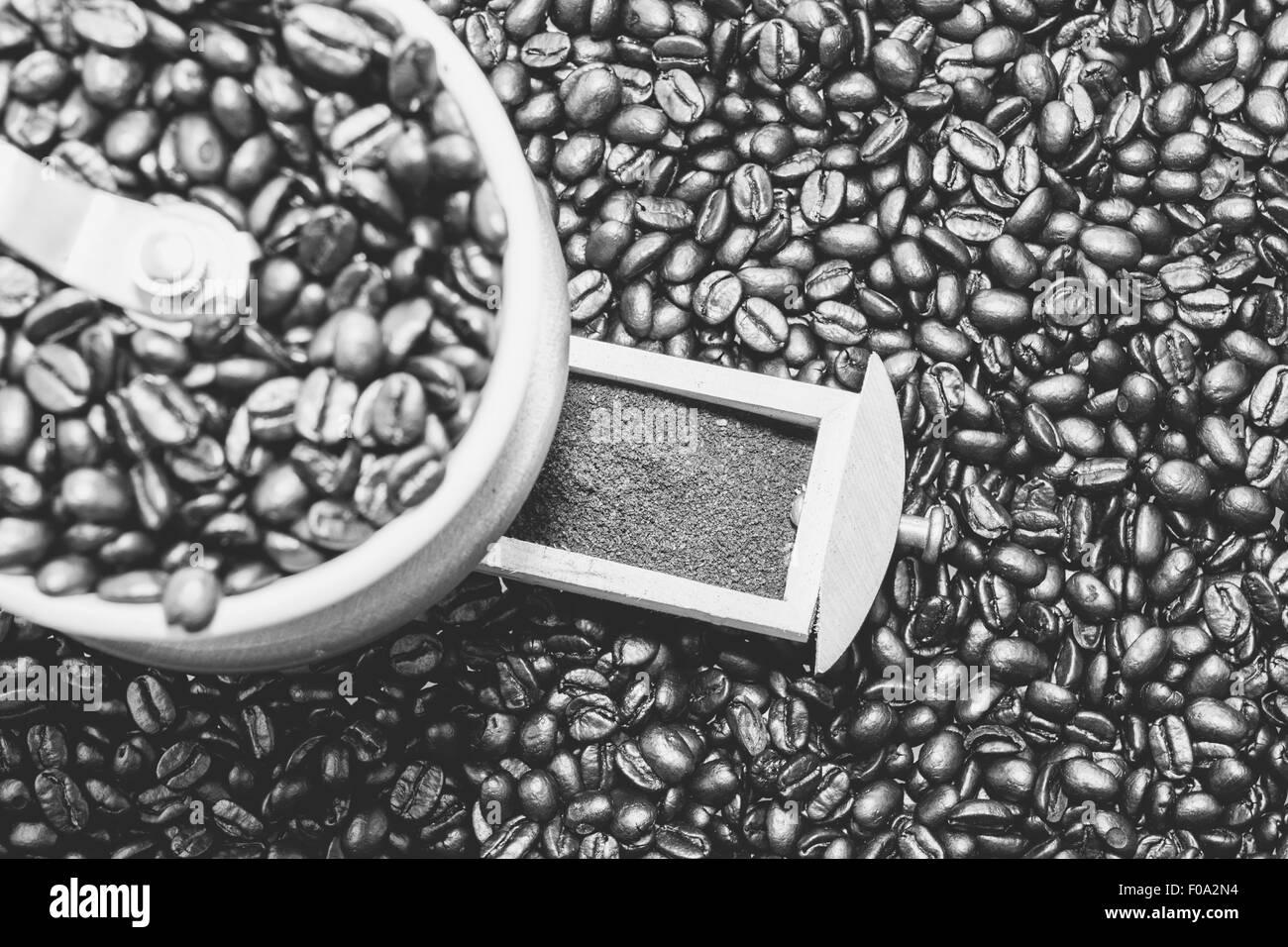 Kaffeemühle auf die Kaffee-Samen Stockfoto
