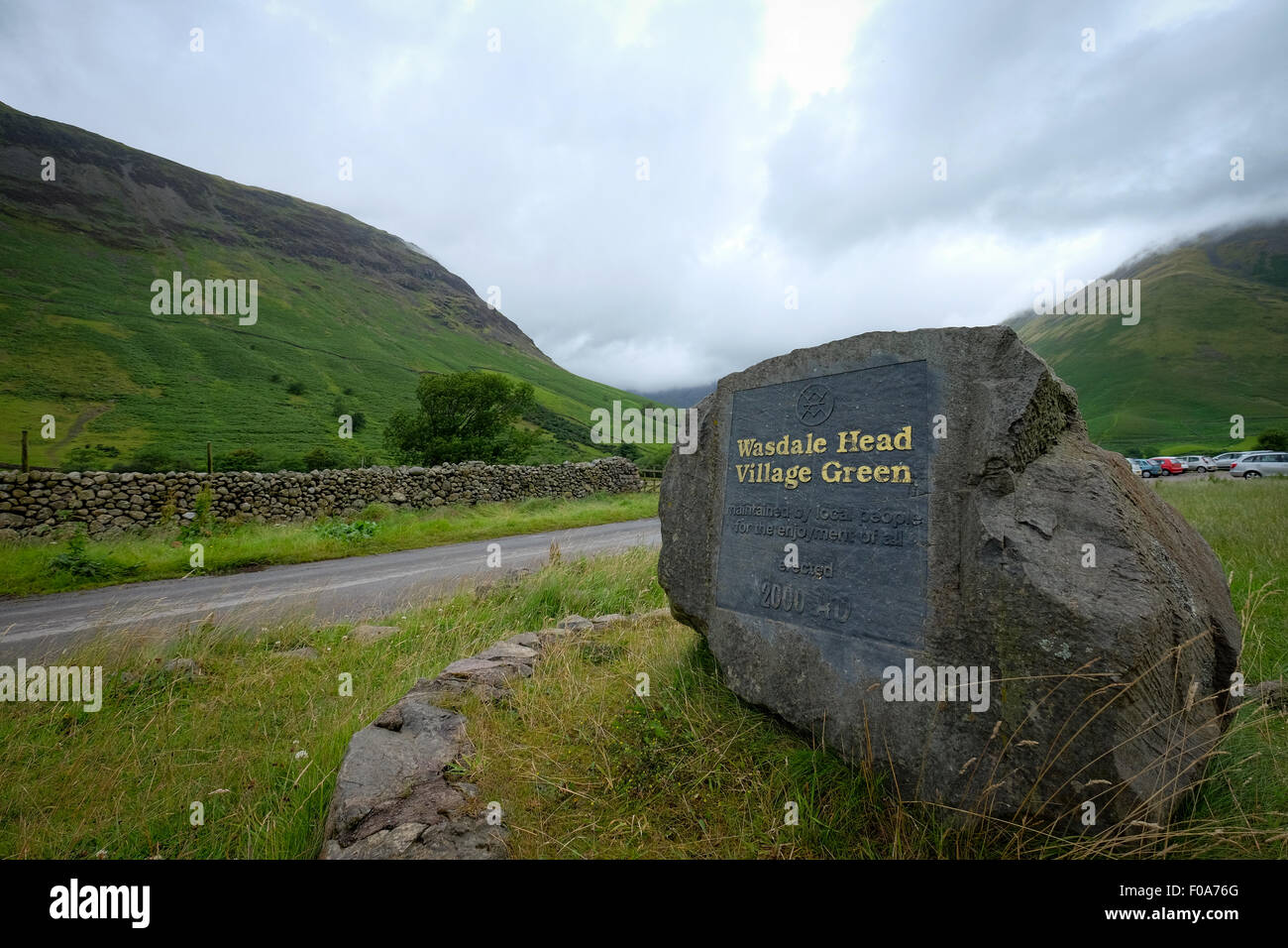 Wasdale Head Dorf Schild am Wasdale Head in der Seenplatte, Cumbria, UK Stockfoto