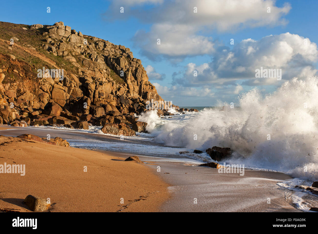 Porth Kapelle Strand, Cornwall Stockfoto