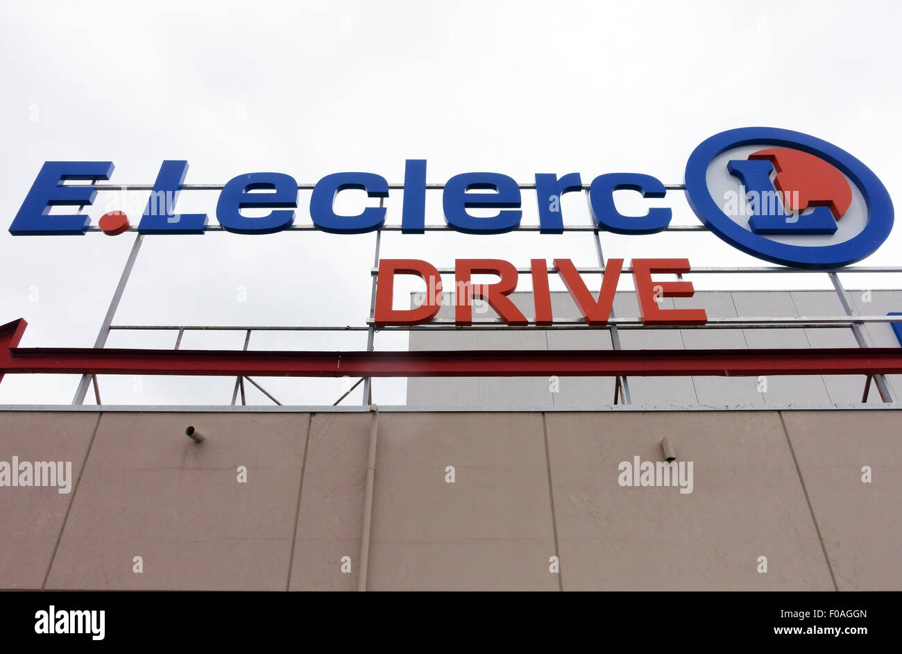 Zweig der französischen Supermarktkette E Leclerc, Frankreich Stockfoto