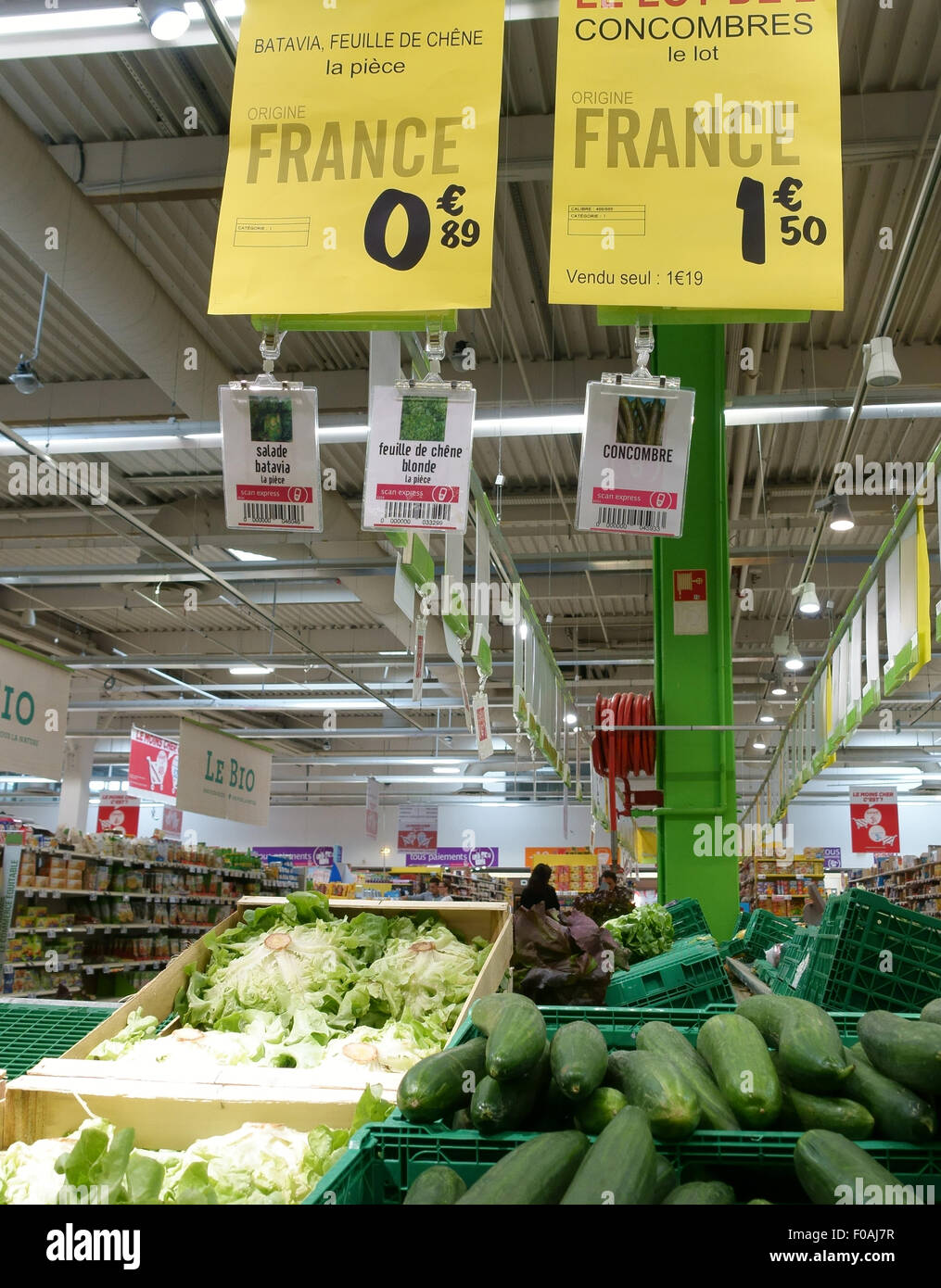 Französisch produzieren deutlich gekennzeichnet als solche im Zweig der Supermarkt in Frankreich Stockfoto