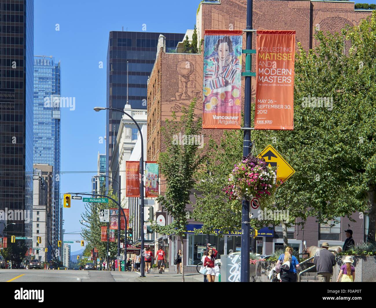 Ansicht der Georgia Street in Vancouver, British Columbia, Kanada Stockfoto