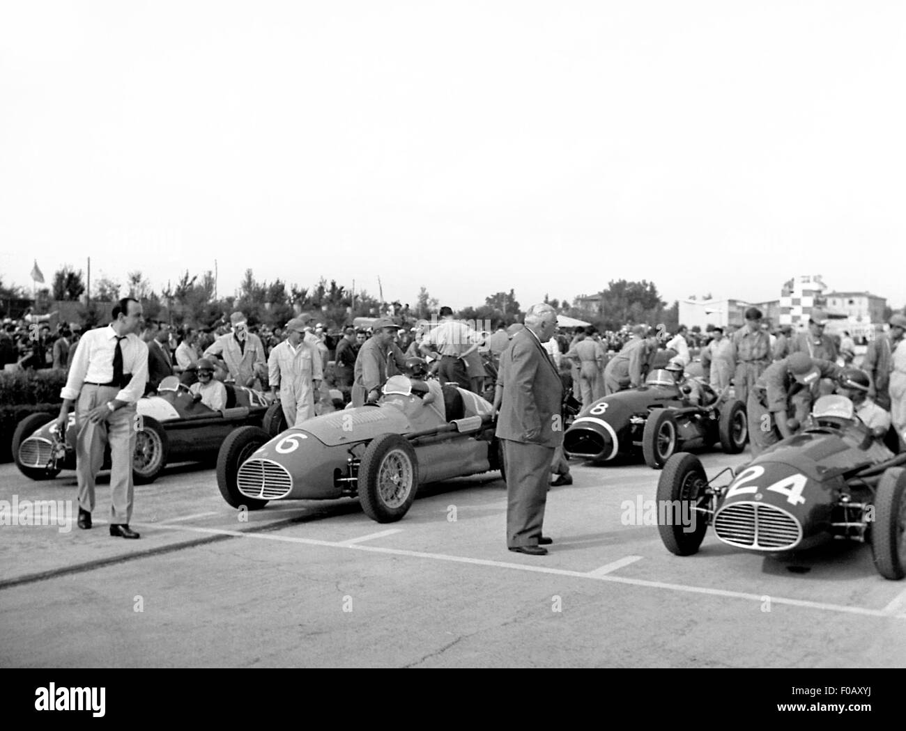GP von Italien 1953 MODENA GP DE GRAFFENRIED - MARIMON - FANGIO MASERATIS FRONT ROW Stockfoto