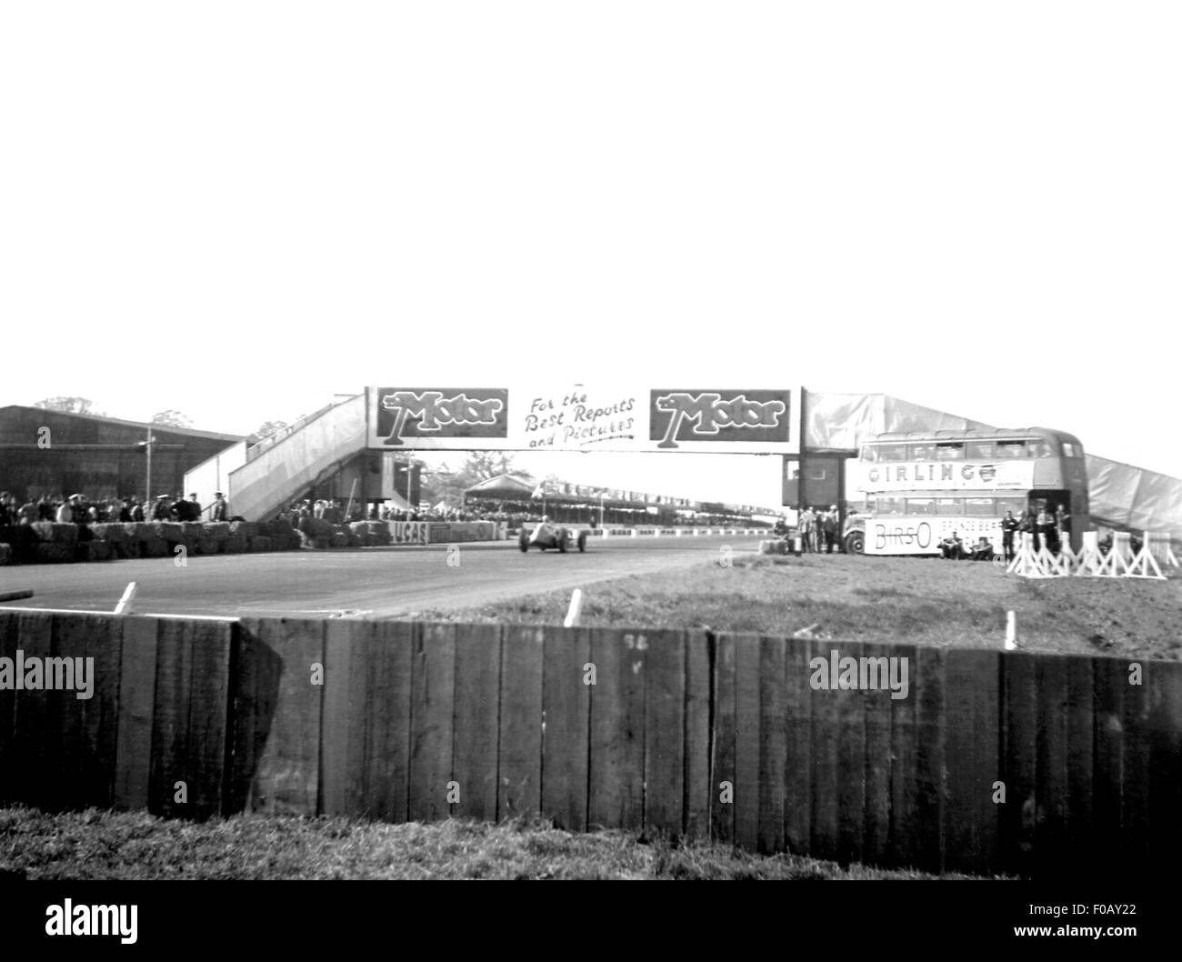 FINISH LINE MOTOR Brücke PANORAMA, British GP Silverstone 1950 Stockfoto