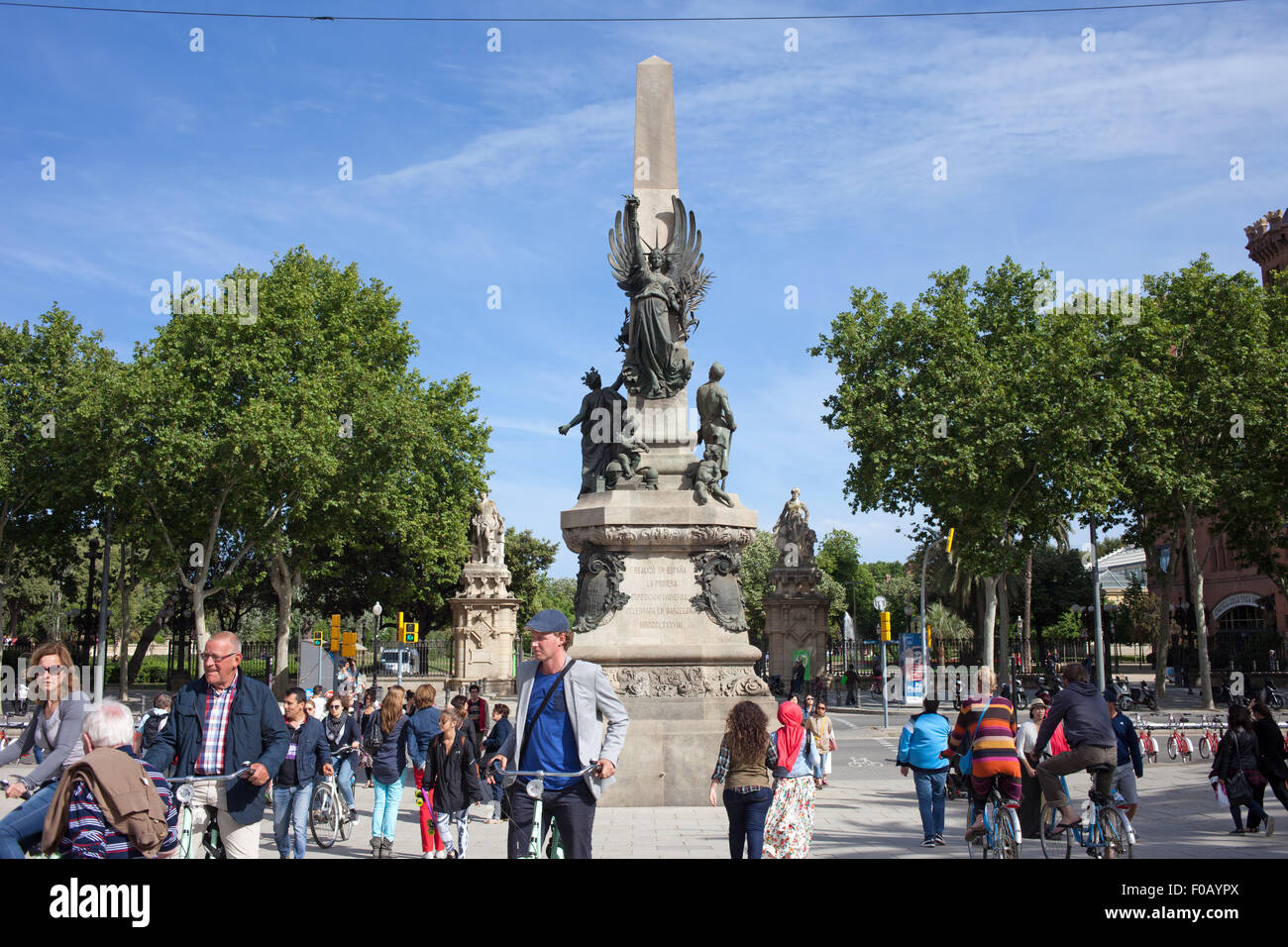 Barcelona, Katalonien, Spanien, A Francesc Rius ich Taulet Denkmal in Richtung des Parc De La Ciutadella Stockfoto