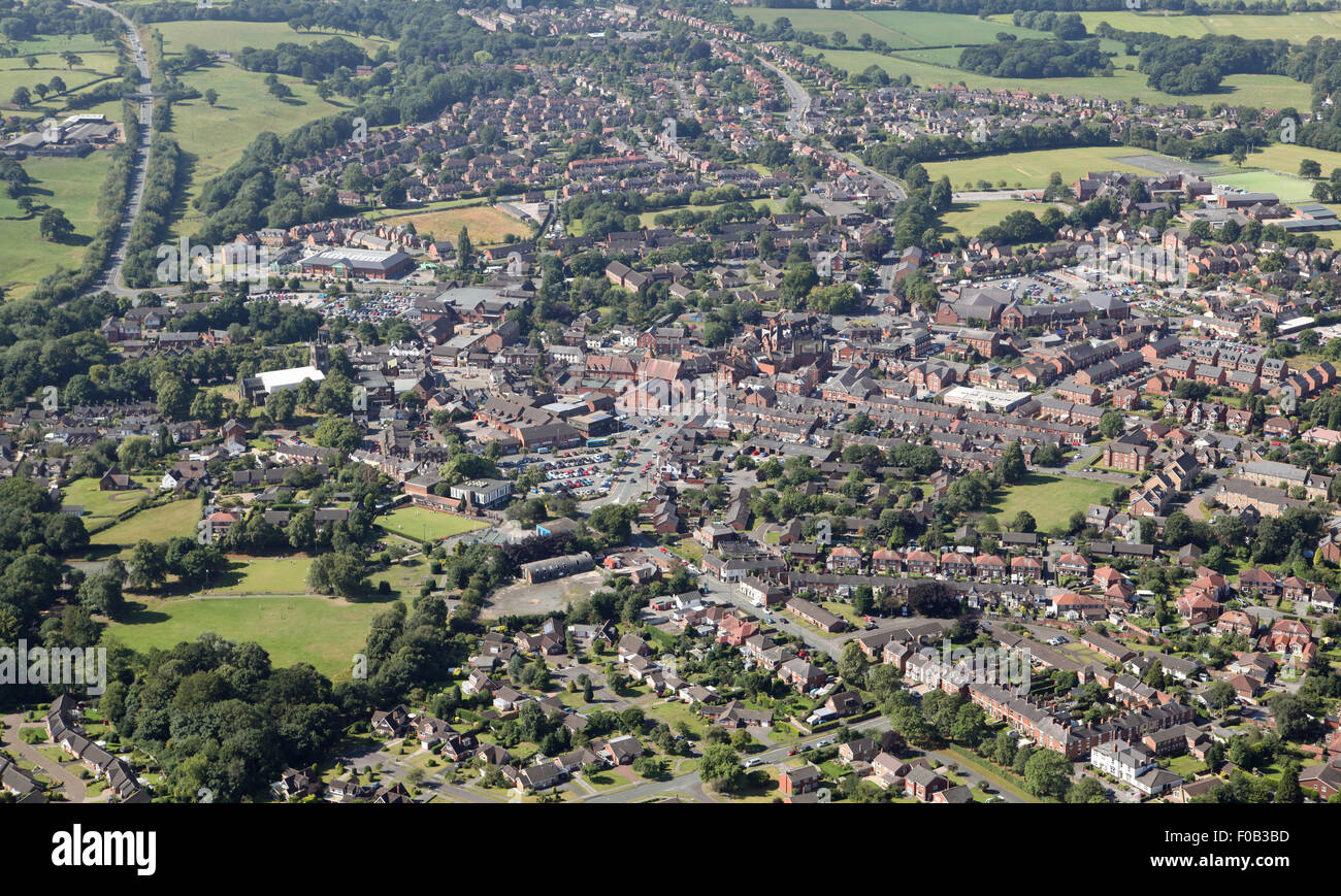 Luftaufnahme der Stadt Cheshire von Sandbach, UK Stockfoto