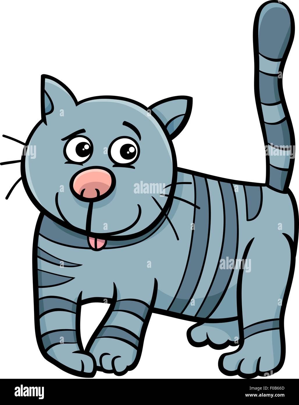 Cartoon-Illustration der lustige Katze oder Kätzchen Tier Charakter Stock Vektor