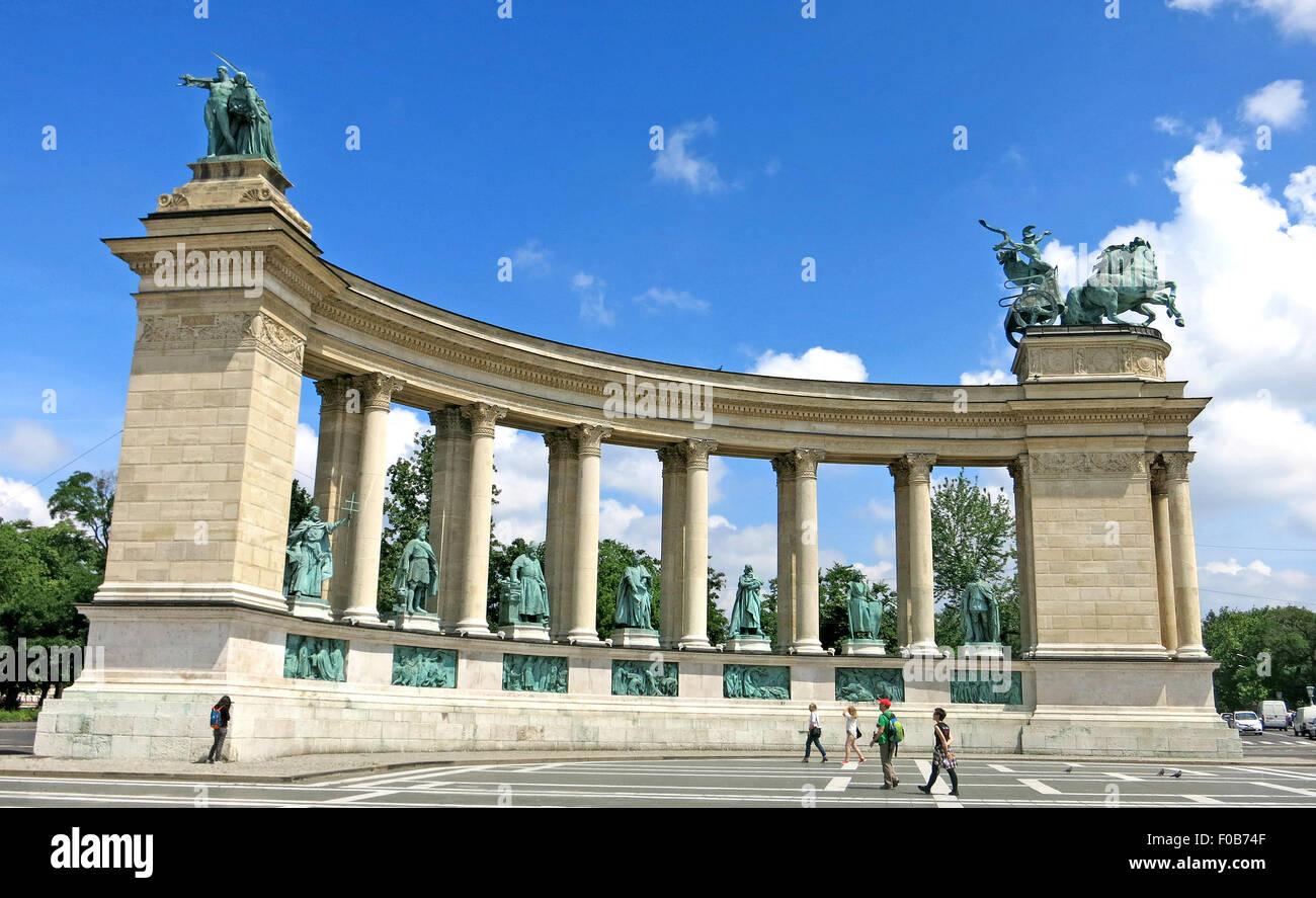 Heroes' Square und Milleniumsdenkmal Budapest Ungarn Stockfoto