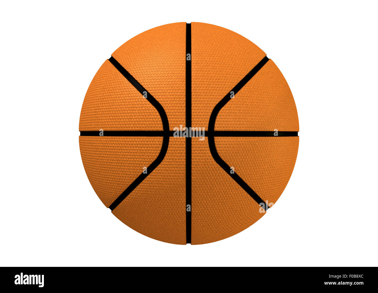 Eine regelmäßige orange und schwarzen Kautschuk Basketball auf einem isolierten weißen Studio-Hintergrund Stockfoto