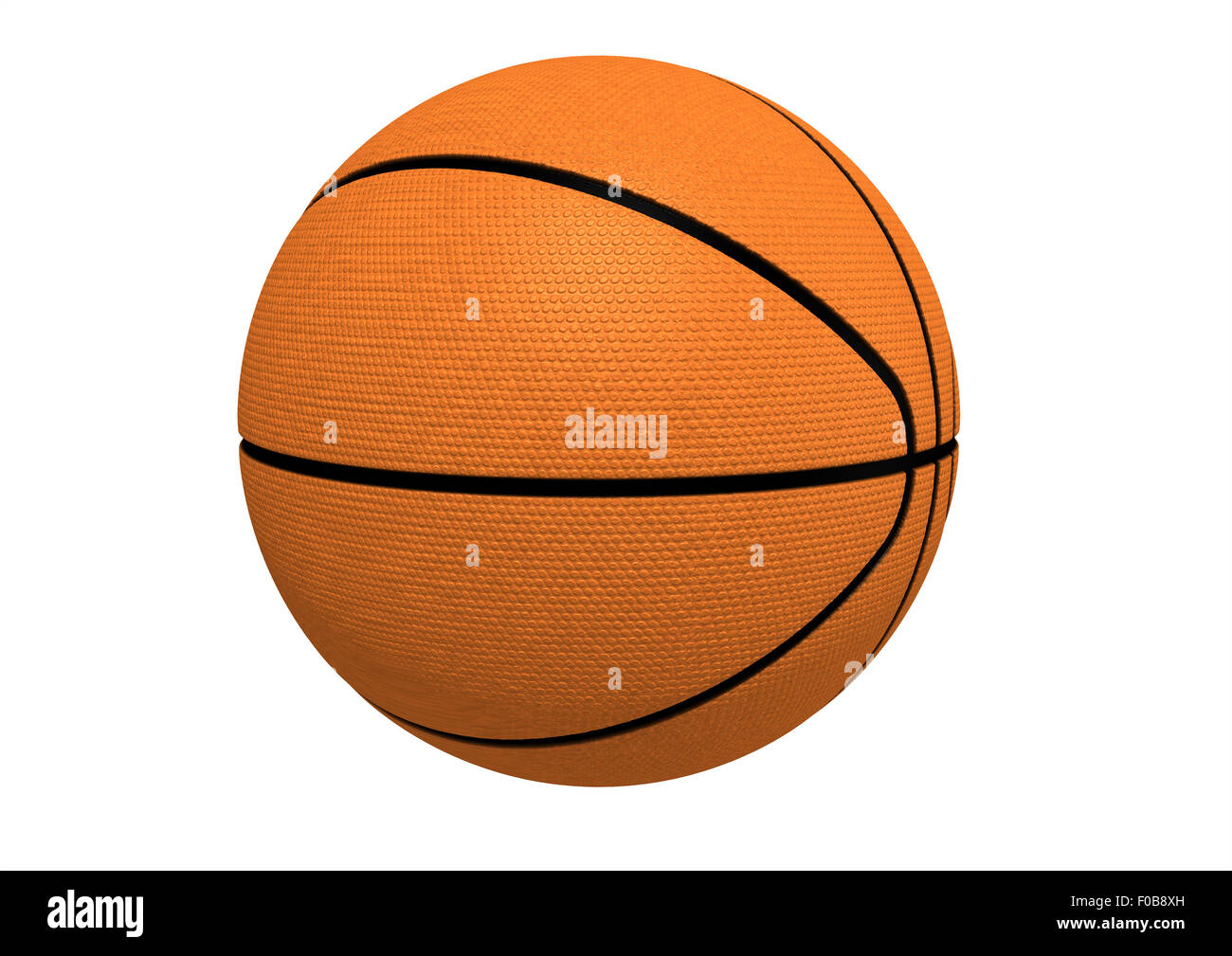 Eine regelmäßige orange und schwarzen Kautschuk Basketball auf einem isolierten weißen Studio-Hintergrund Stockfoto