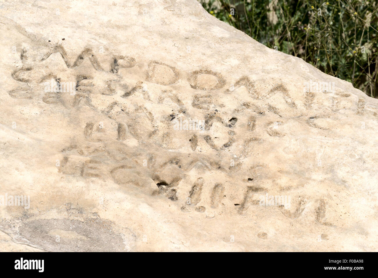 Lateinisch, römische Inschrift, Graffiti von Julius Maximus, Gobustan (Qobustan), Aserbaidschan Stockfoto