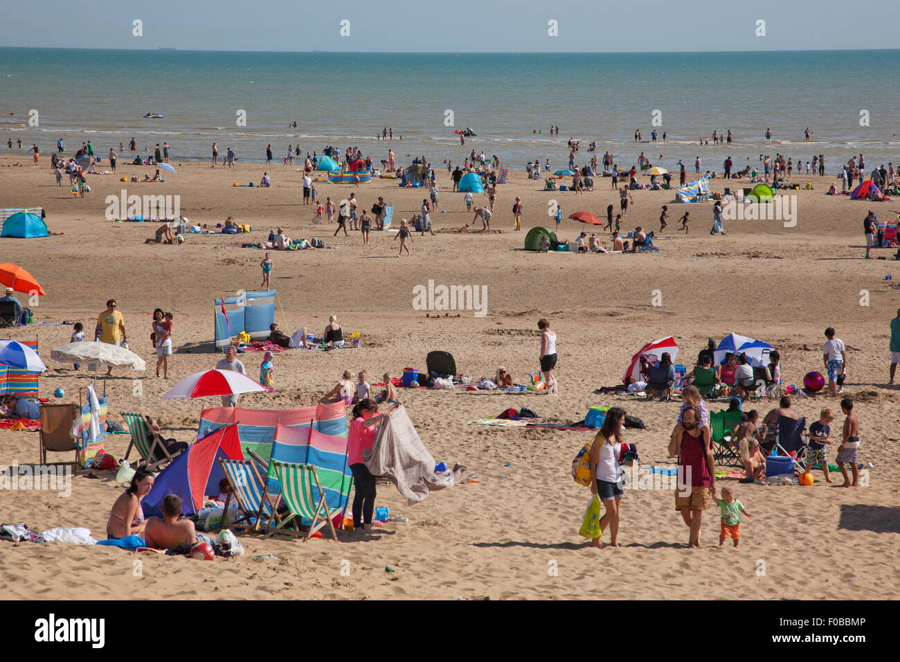 Camber Sands Beach im Dorf Sturz am Stadtrand von Roggen, East Sussex, England, UK Stockfoto