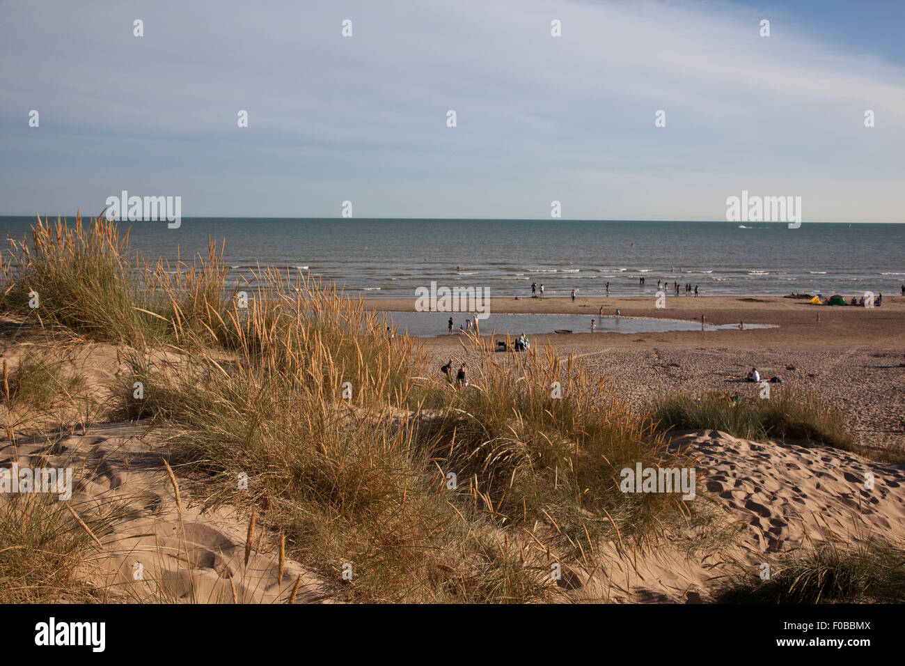 Sanddünen in Camber Sands Beach, Sturz in der Nähe von Roggen, East Sussex, England, UK Stockfoto