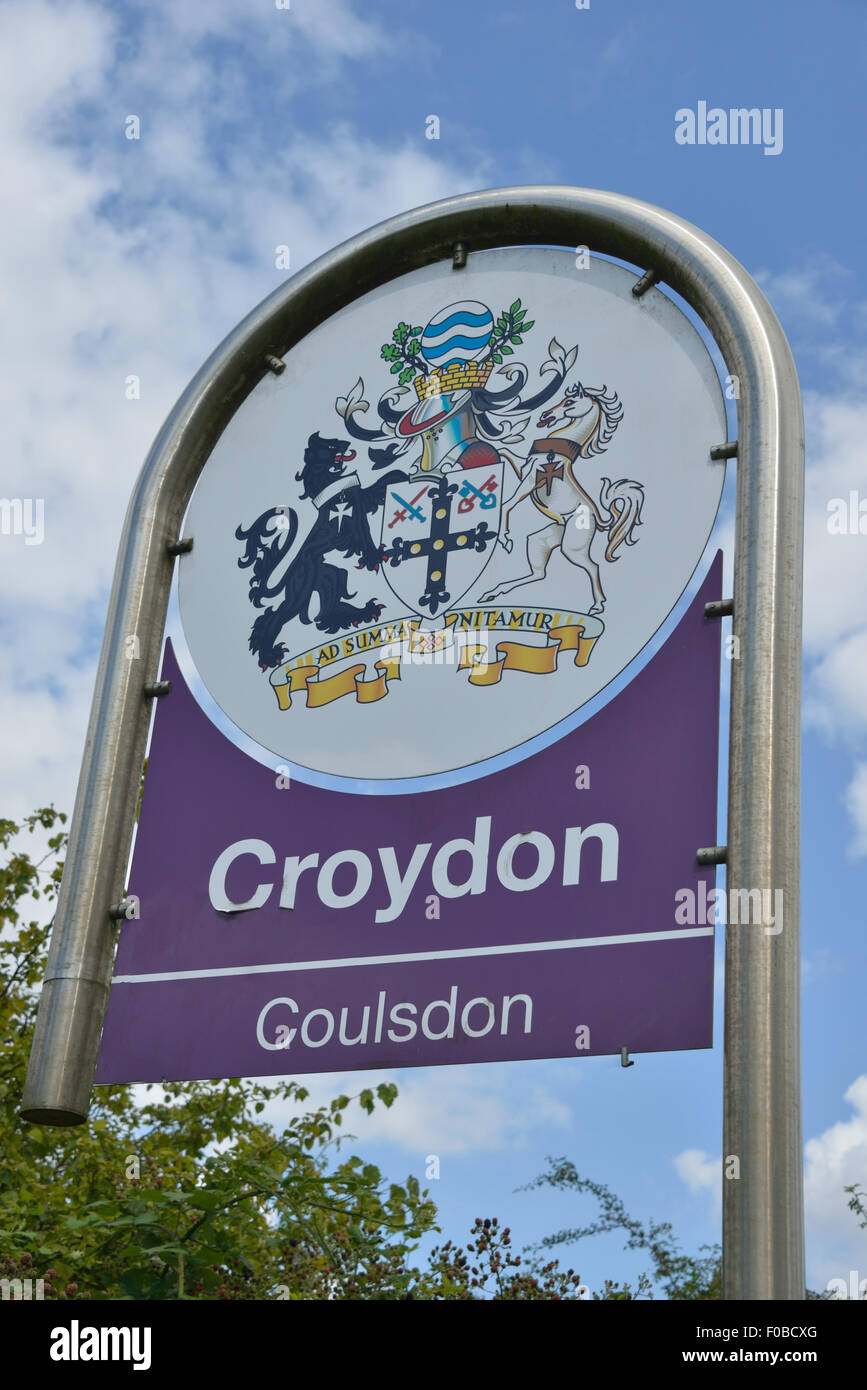 Stadt Ortseingangsschild, Croydon, London Borough of Croydon, Greater London, England, Vereinigtes Königreich Stockfoto