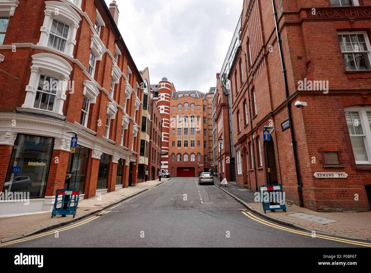 Barwick und Edmund Street in der Colmore Reihe Erhaltung Bereich Birmingham UK Stockfoto