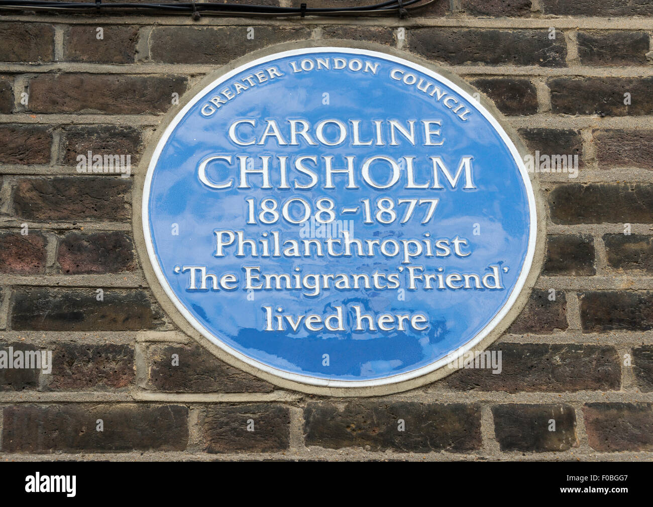 Caroline Chisholm (Philanthrop) blaue Plakette, Charlton Ort, Islington, London Borough of Islington, London, England, Vereinigtes Stockfoto