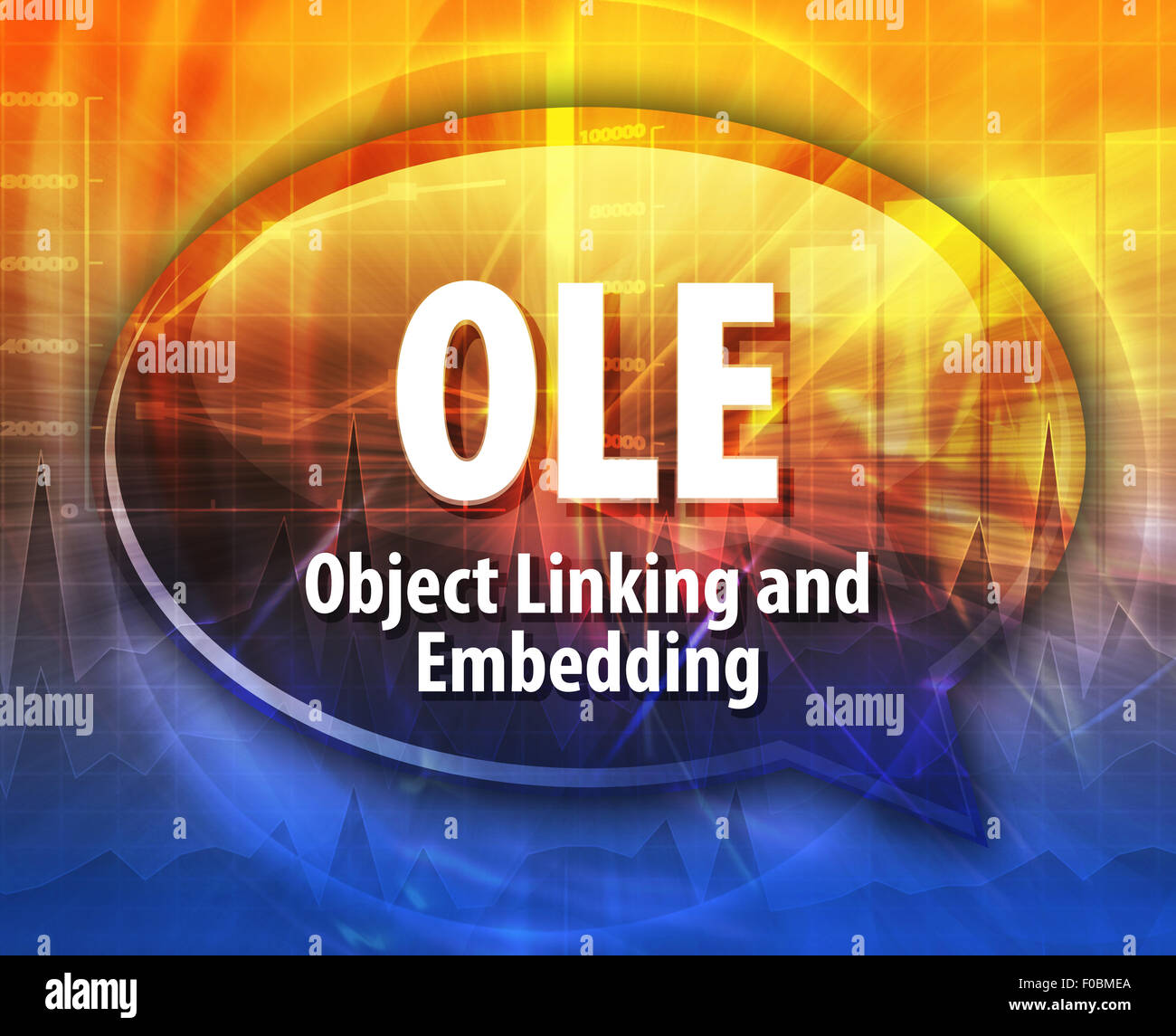 Rede Blase Darstellung der Informationen Technologie Abkürzung Abkürzung Begriffsdefinition OLE-object Linking and Embedding Stockfoto