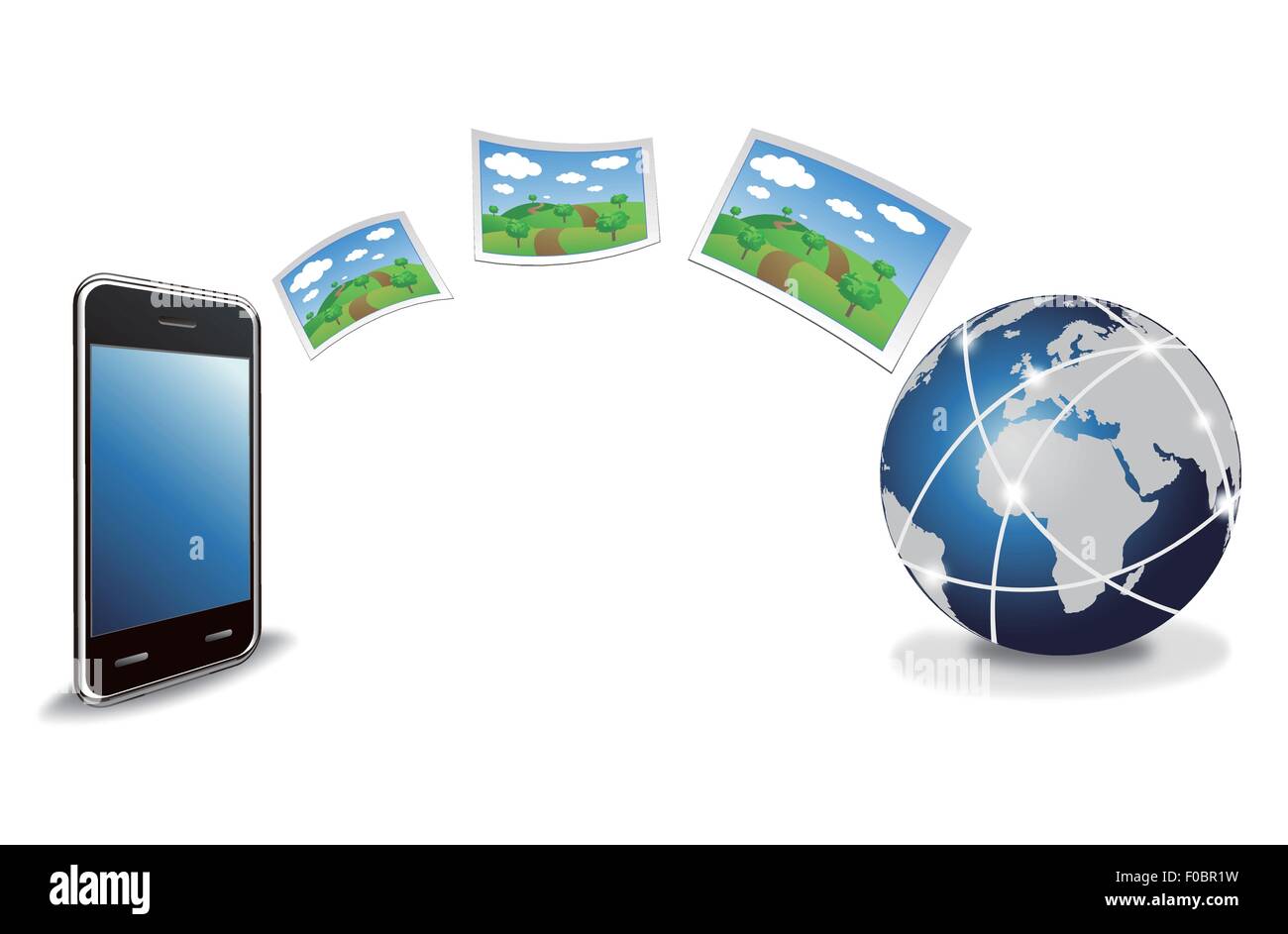 Senden Fotos an das Internet Smartphone Stock Vektor Senden Fotos an das Internet Smartphone Stock Vektor