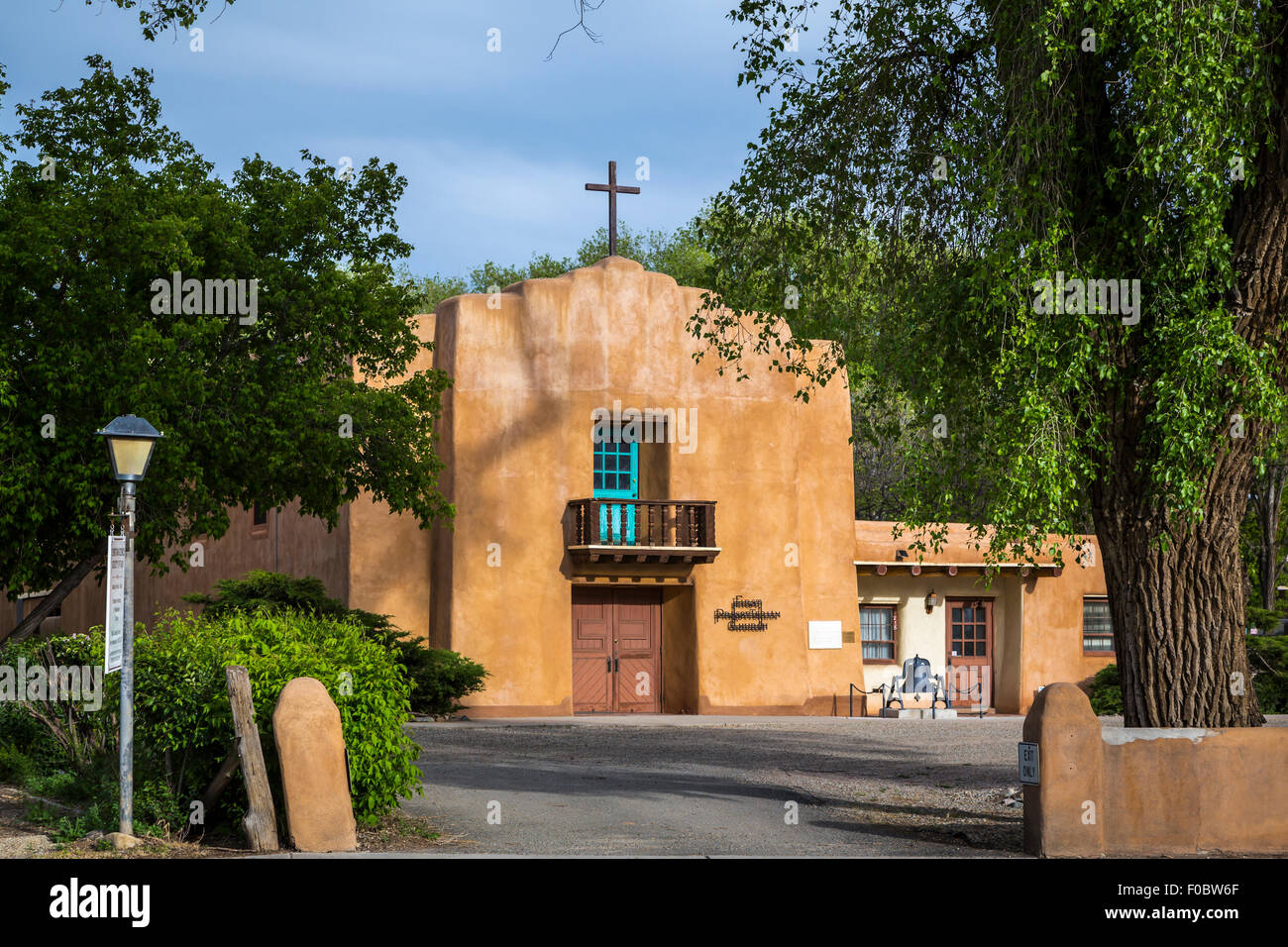 Der ersten presbyterianischen Kirche in Taos, New Mexico, USA. Stockfoto