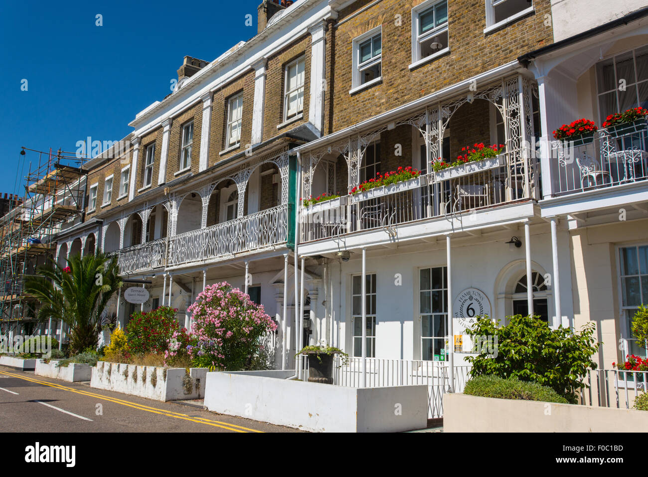 Georgische Terrasse Reihe von Hotels und Pensionen in Southend-on-Sea Stockfoto