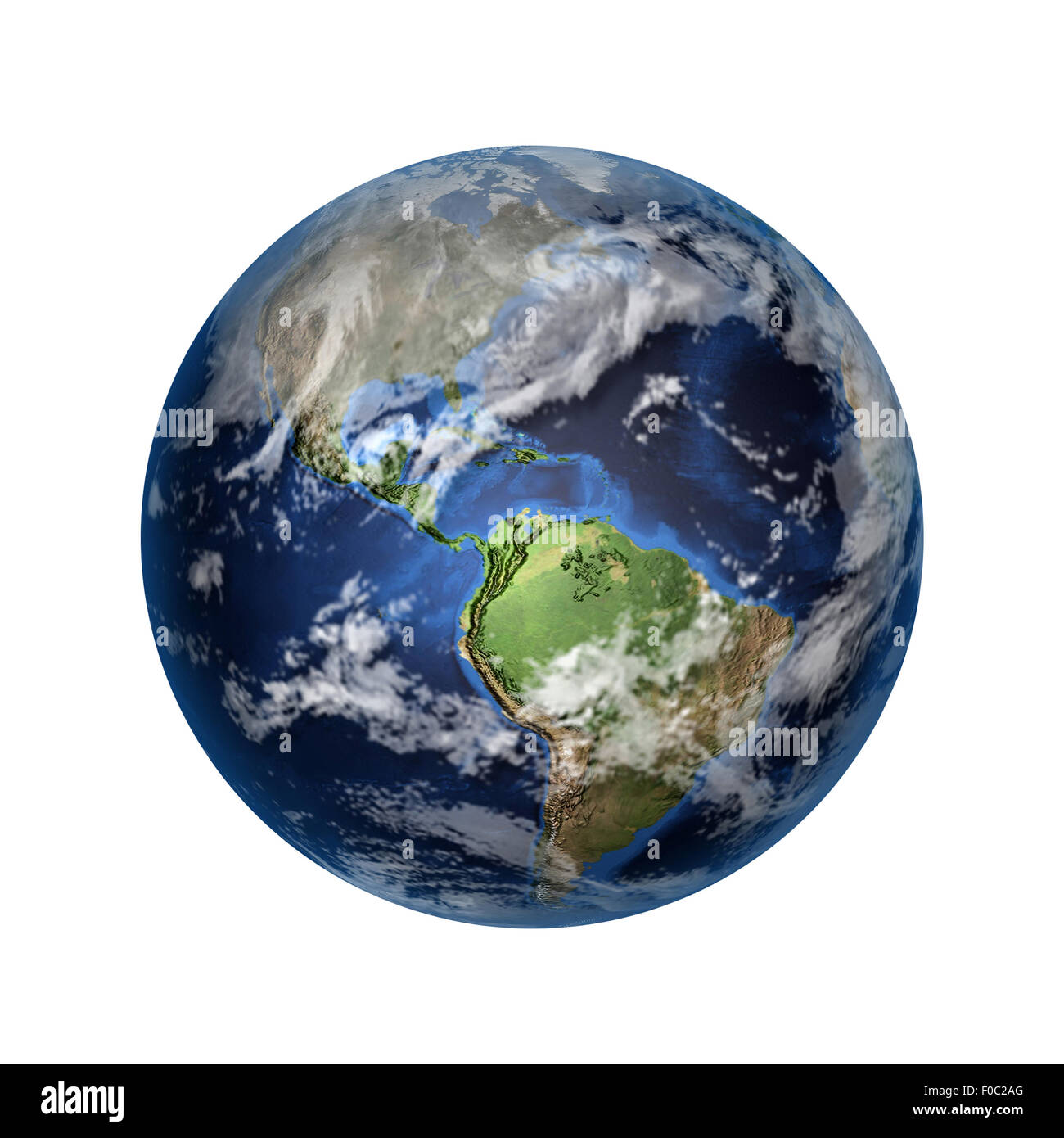 Isolierte 3D Bild des Planeten Erde. Blick auf Nord- und Lateinamerika. Elemente des Bildes von der NASA eingerichtet. Stockfoto