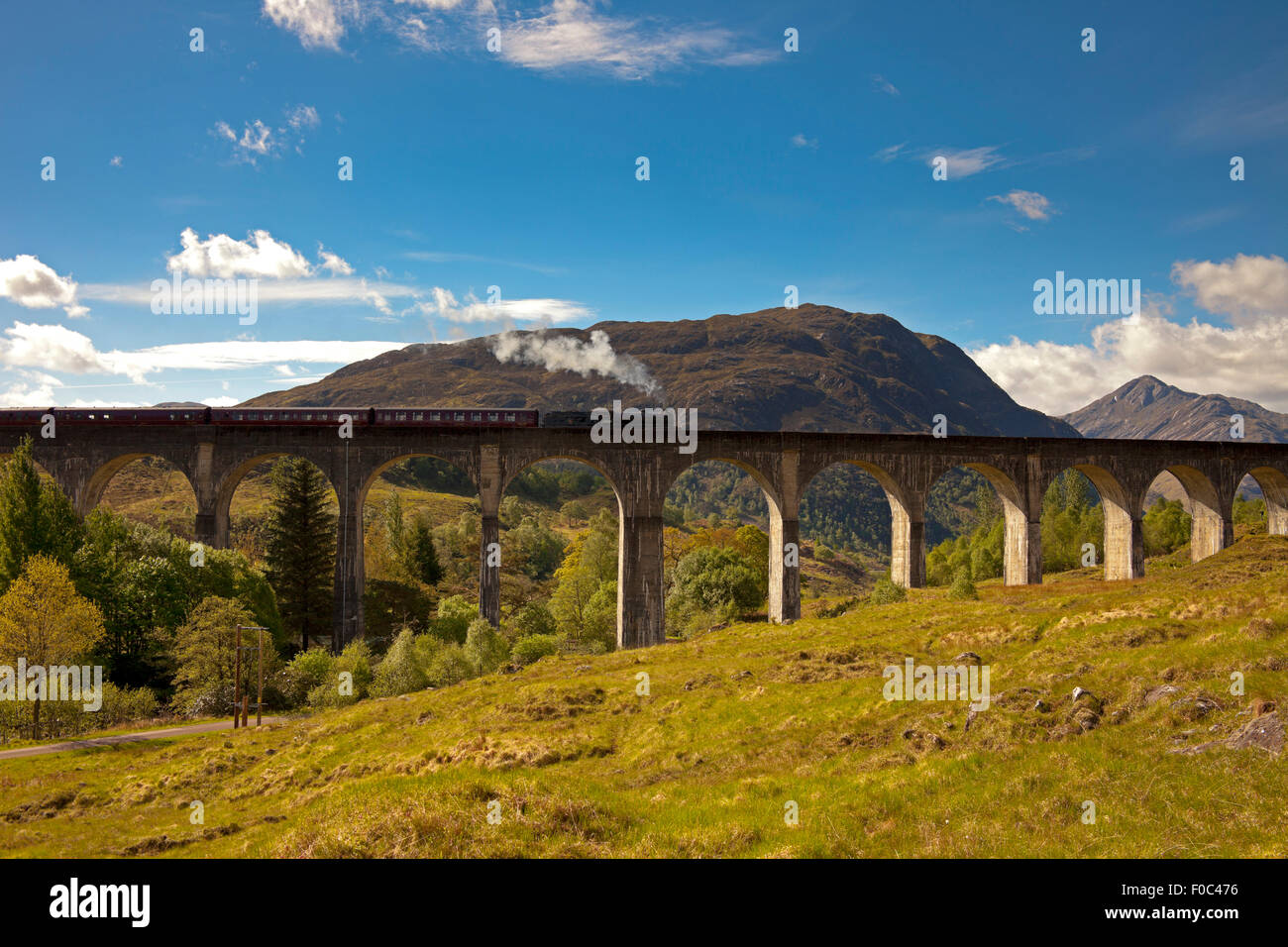 Jacobite Steam Train, Glenfinnan-Viadukt, Lochaber, Schottland Stockfoto