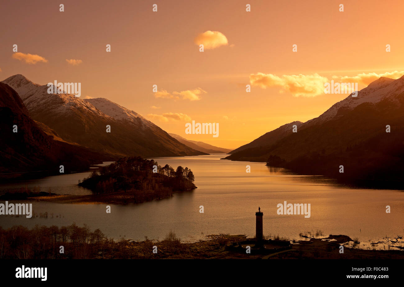 Sonnenuntergang am Loch Shiel, Glenfinnan, Lochaber, Schottland Stockfoto