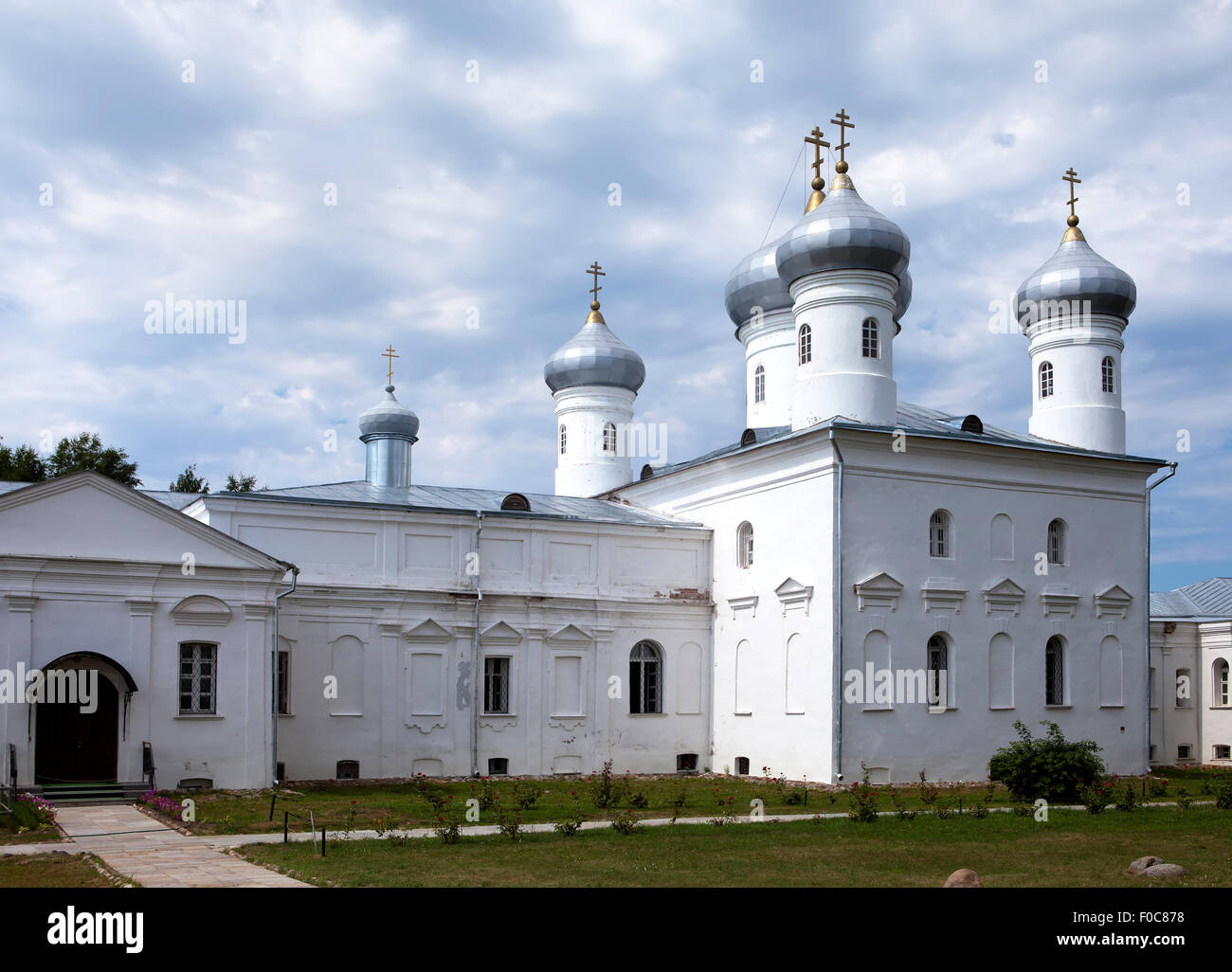 Erlöser-Kathedrale, Russisches orthodoxes Kloster Yuriev in Groß Nowgorod (Weliki Nowgorod). Russland Stockfoto