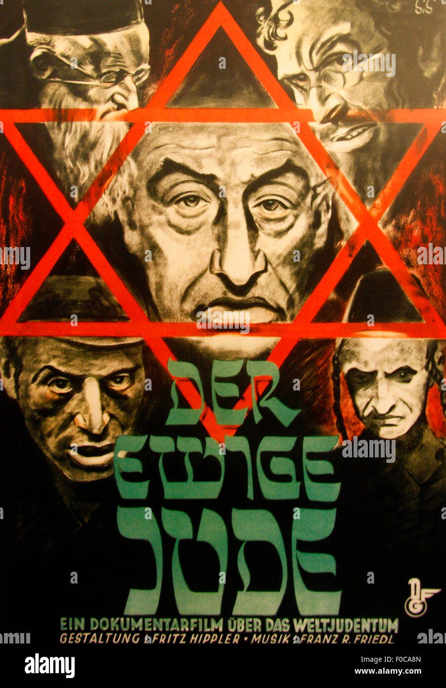 Oktober 2010 - OBERSALZBERG: Propagandaplakat für den NS-Antisemtitic Film "Der Ewige Jude" (der ewige Jude), Ausstellung in der Stockfoto