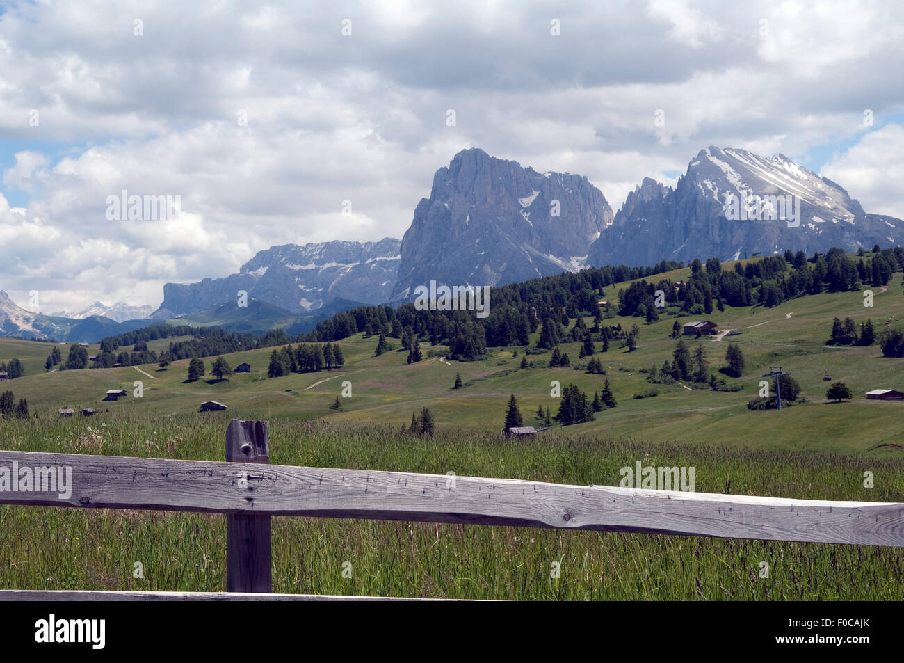 Plattkofels, Langkofel, Seiser, Alm, S Stockfoto