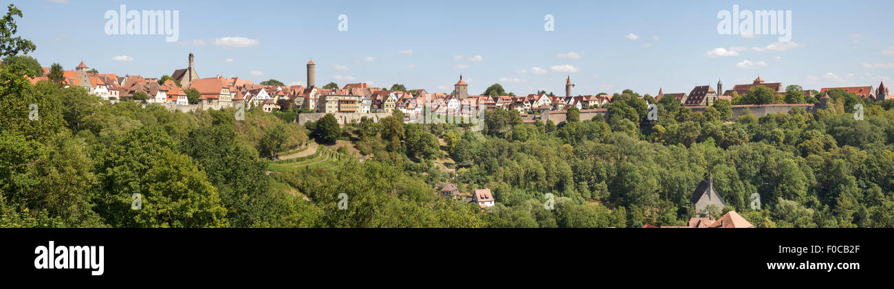 Panoramablick über die Stadt Rothenburg Ob der Tauber, Franken, Bayern, Deutschland Stockfoto