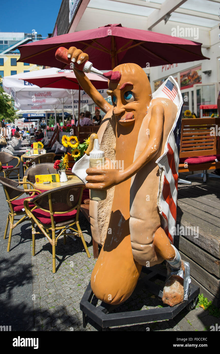 Hot-Dog Stand Statue, Berlin Stockfoto