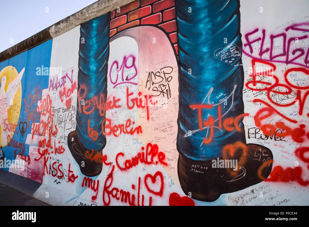 Ostseite Galerie Straßenkunst auf Berliner Mauer, Muhlenstrasse Stockfoto
