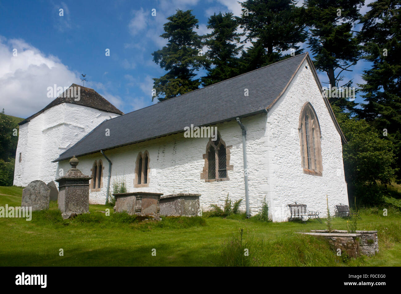 Str. Marys Kirche Pilleth in der Nähe von Knighton Radnorshire Powys Mid Wales UK Kirche nah an der Schlacht von Bryn Glas, gewonnen von Welsh Stockfoto