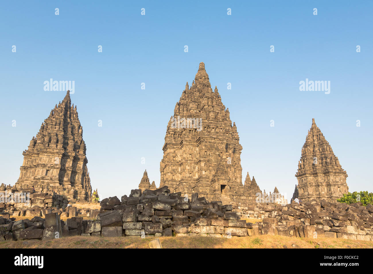 Prambanan-Tempel in der Nähe von Yogyakarta in Zentraljava, Indonesien. Dies ist eine hinduistische Tempelanlage. Stockfoto