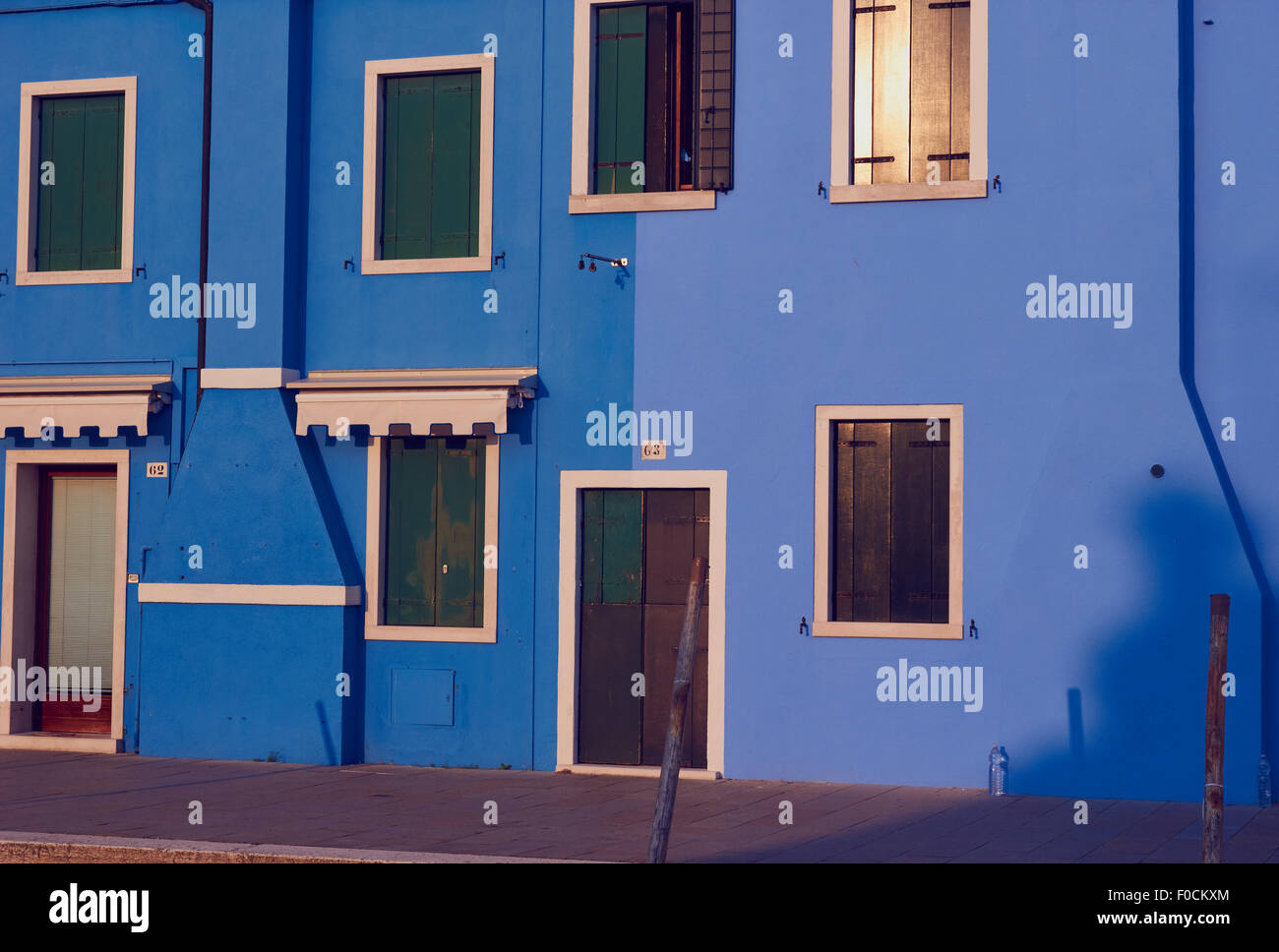 Blau lackierten Burano Haus bei Sonnenaufgang venezianischen Lagune Veneto Italien Europa Stockfoto