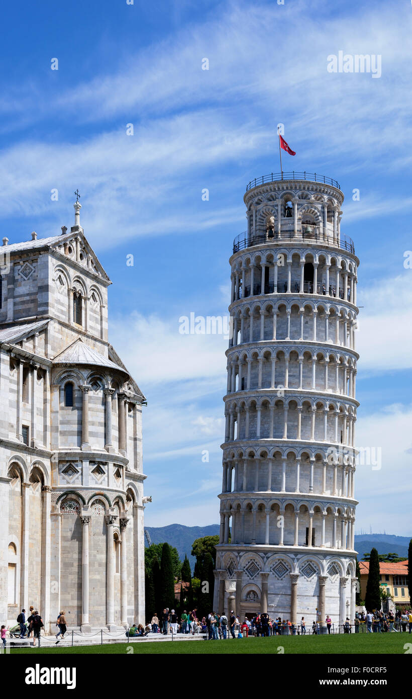 Schiefe Turm von Pisa ist eines der Wahrzeichen der Italien. Stockfoto